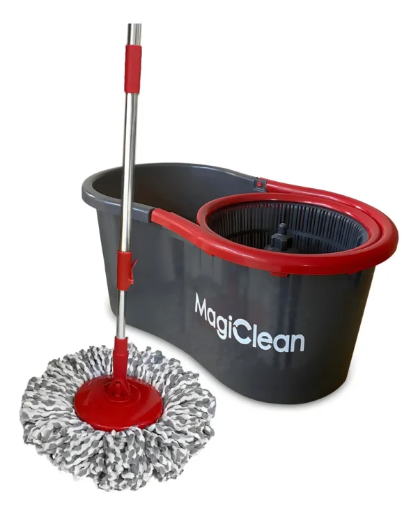 Trapeador Mop Cubo Con Doble Mecanismo Magiclean Spin Magic Gris Oscuro