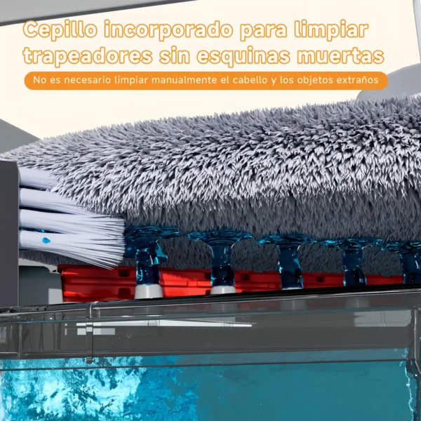 BOMIDI Trapeadores Giratorios Microfibra Mop Cubeta Doble Capa Con Drenaje Y Cepillo De Limpieza