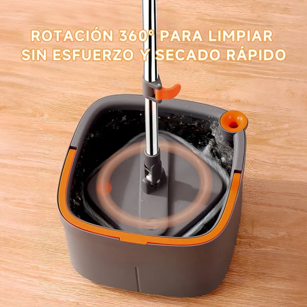 BOMIDI Trapeadores Giratorios Microfibra Mop Cubeta Doble Capa Con Drenaje Y Cepillo De Limpieza