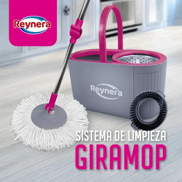 Reynera Giramop Sistema Limpieza Trapeador Mango Giratorio Magenta