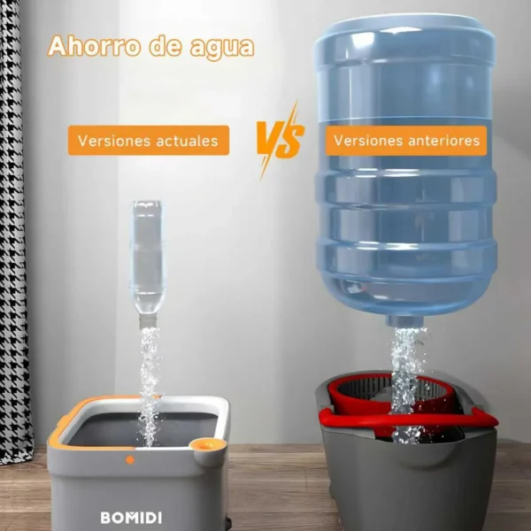 BOMIDI Trapeadores Giratorios Microfibra Mop Cubeta Doble Capa Con Drenaje Y Cepillo De Limpieza