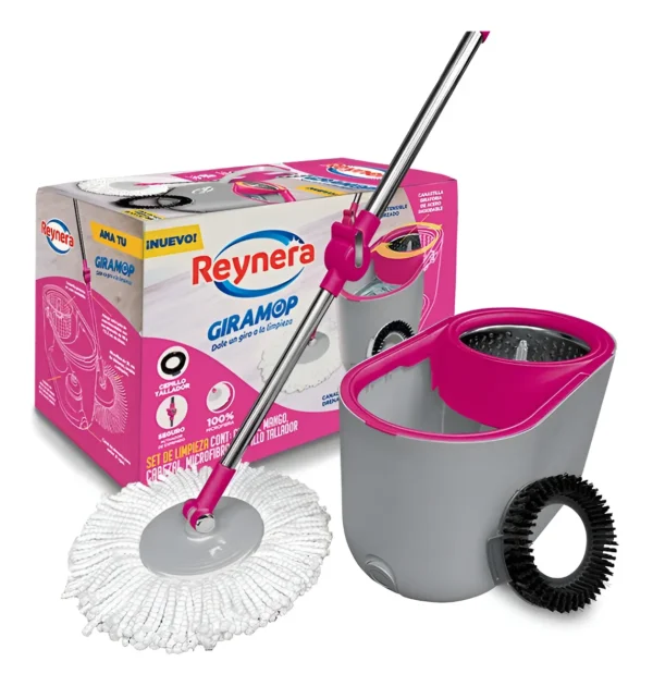 Reynera Giramop Sistema Limpieza Trapeador Mango Giratorio Magenta