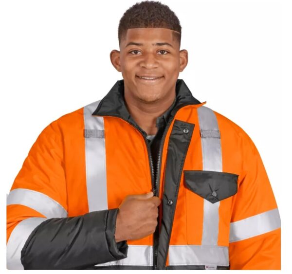 Chamarra Larga Polar de Alta Visibilidad Naranja